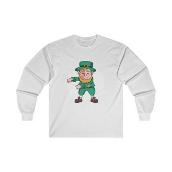 Adult Ultra Cotton Long Sleeve Tee - Dancing Leprechaun Flossing St Patricks Day