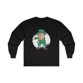 Adult Ultra Cotton Long Sleeve Tee - Dancing Leprechaun Flossing St Patricks Day