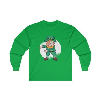 Adult Ultra Cotton Long Sleeve Tee - Dancing Leprechaun Flossing St Patricks Day