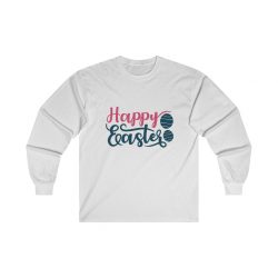 Adult Ultra Cotton Long Sleeve Tee - Easter Greetings - Blue Turquoise Teal