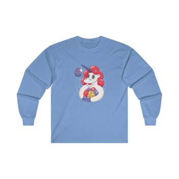 Adult Ultra Cotton Long Sleeve Tee - Easter Unicorn with Eggs