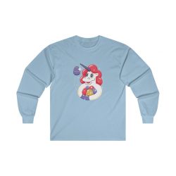 Adult Ultra Cotton Long Sleeve Tee - Easter Unicorn with Eggs