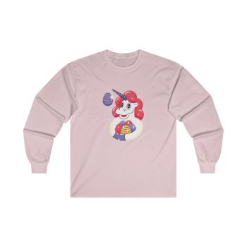 Adult Ultra Cotton Long Sleeve Tee - Easter Unicorn with Eggs