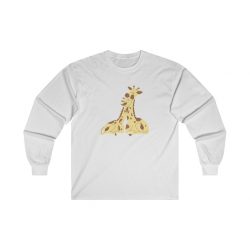 Adult Ultra Cotton Long Sleeve Tee - Giraffe Mom and Baby