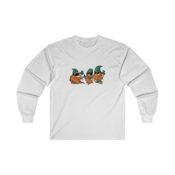 Adult Ultra Cotton Long Sleeve Tee - Gnomes with Clover Leaves