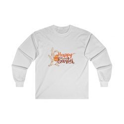 Adult Ultra Cotton Long Sleeve Tee - Happy Easter - Bunny Holding an Easter Egg