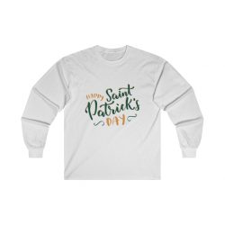 Adult Ultra Cotton Long Sleeve Tee - Happy St Patricks Day Orange Green