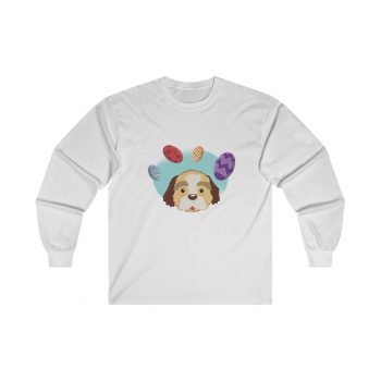 Adult Ultra Cotton Long Sleeve Tee - Havaneser Havanese Dog Easter Eggs