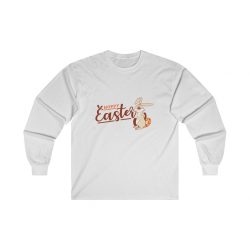 Adult Ultra Cotton Long Sleeve Tee - Hoppy Easter - Happy Easter Bunny Eggs