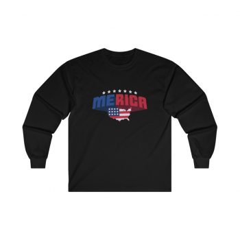 Adult Ultra Cotton Long Sleeve Tee - Merica USA American Flag