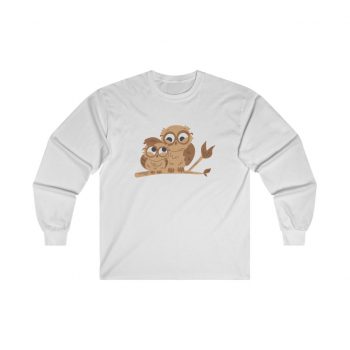 Adult Ultra Cotton Long Sleeve Tee - Owl Mom and Baby