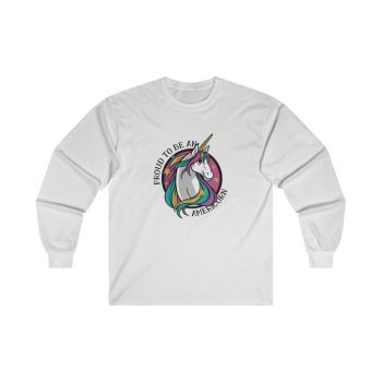 Adult Ultra Cotton Long Sleeve Tee - Proud To Be An Americorn - American Unicorn