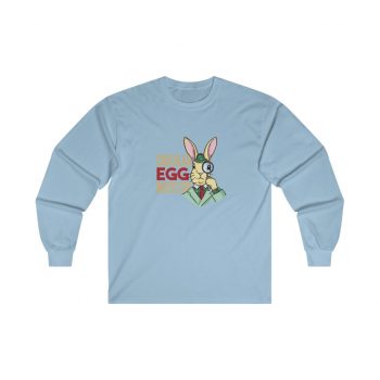 Adult Ultra Cotton Long Sleeve Tee Several Colors - Chocolate Egg Inspector Sherlock Detective Easter