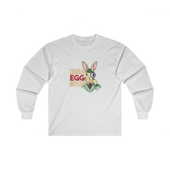 Adult Ultra Cotton Long Sleeve Tee Several Colors - Chocolate Egg Inspector Sherlock Detective Easter