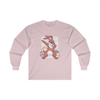 Adult Ultra Cotton Long Sleeve Tee Several Colors - Dabbing Easter Bunny - Dancing Eggs