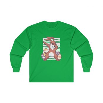 Adult Ultra Cotton Long Sleeve Tee Several Colors - Dabbing Easter Bunny - Dancing Eggs