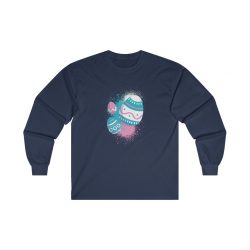 Adult Ultra Cotton Long Sleeve Tee Several Colors - Easter Eggs Spray Painted Blue Pink White