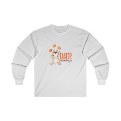 Adult Ultra Cotton Long Sleeve Tee Several Colors - Easter Greetings - Bunny Eggs