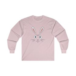 Adult Ultra Cotton Long Sleeve Tee Several Colors - Easter Rabbit Face Bunny Ears