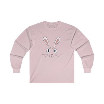 Adult Ultra Cotton Long Sleeve Tee Several Colors - Easter Rabbit Face Bunny Ears