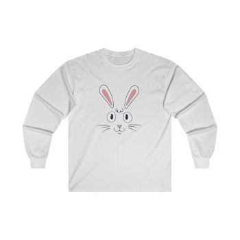 Adult Ultra Cotton Long Sleeve Tee Several Colors - Easter Rabbit Face Bunny Ears