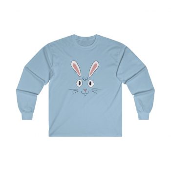 Adult Ultra Cotton Long Sleeve Tee Several Colors - Easter Rabbit Face Bunny Ears