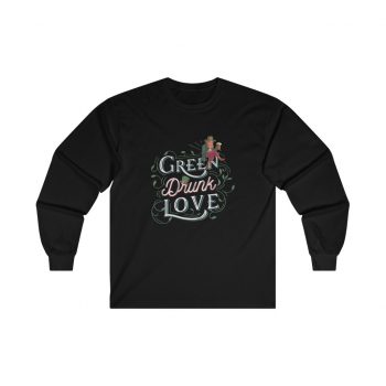 Adult Ultra Cotton Long Sleeve Tee Several Colors - Green Drunk Love St Patrick's Day Leprechaun Beer