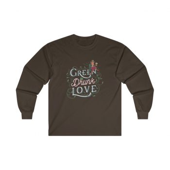 Adult Ultra Cotton Long Sleeve Tee Several Colors - Green Drunk Love St Patrick's Day Leprechaun Beer