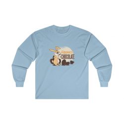 Adult Ultra Cotton Long Sleeve Tee Several Colors - Happiness Is Chocolate Eggs Easter Bunny