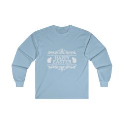 Adult Ultra Cotton Long Sleeve Tee Several Colors - Happy Easter - Easter Eggs