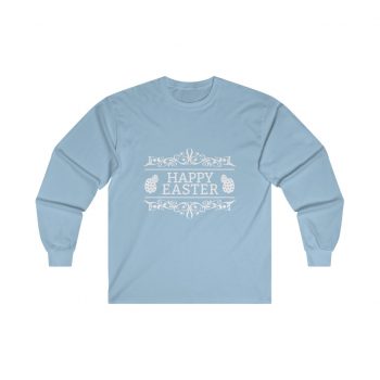 Adult Ultra Cotton Long Sleeve Tee Several Colors - Happy Easter - Easter Eggs