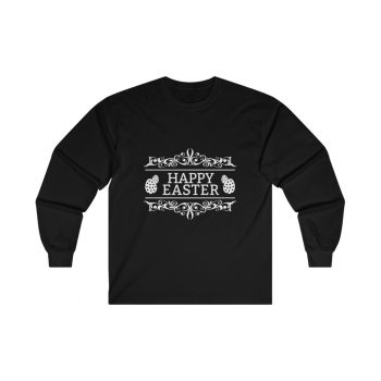 Adult Ultra Cotton Long Sleeve Tee Several Colors - Happy Easter - Easter Eggs