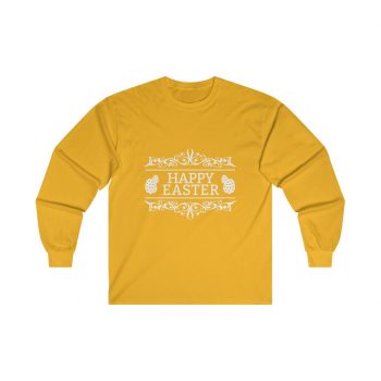 Adult Ultra Cotton Long Sleeve Tee Several Colors - Happy Easter - Easter Eggs