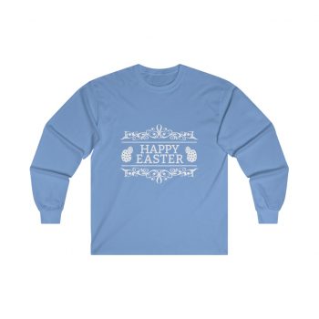 Adult Ultra Cotton Long Sleeve Tee Several Colors - Happy Easter - Easter Eggs