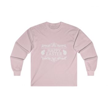 Adult Ultra Cotton Long Sleeve Tee Several Colors - Happy Easter - Easter Eggs