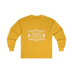 Adult Ultra Cotton Long Sleeve Tee Several Colors - Happy Easter - Easter Eggs