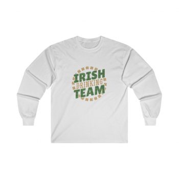 Adult Ultra Cotton Long Sleeve Tee Several Colors - Irish Drinking Team Shamrocks