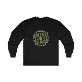 Adult Ultra Cotton Long Sleeve Tee Several Colors - Irish Drinking Team Shamrocks