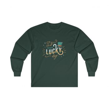 Adult Ultra Cotton Long Sleeve Tee Several Colors - It's Your Lucky Day Leprechaun Hat St. Patrick's