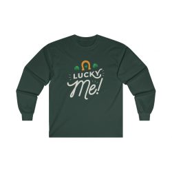 Adult Ultra Cotton Long Sleeve Tee Several Colors - Lucky Me Clover Shamrock Horseshoe St Patricks Day