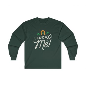 Adult Ultra Cotton Long Sleeve Tee Several Colors - Lucky Me Clover Shamrock Horseshoe St Patricks Day