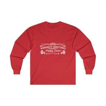 Adult Ultra Cotton Long Sleeve Tee Several Colors - Warmest Greetings Happy Easter