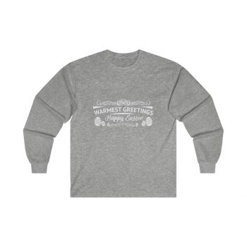 Adult Ultra Cotton Long Sleeve Tee Several Colors - Warmest Greetings Happy Easter