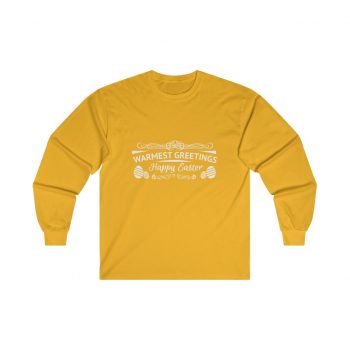 Adult Ultra Cotton Long Sleeve Tee Several Colors - Warmest Greetings Happy Easter