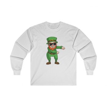 Adult Ultra Cotton Long Sleeve Tee - St Patricks Day Leprechaun Floss Dancing