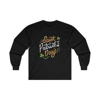 Adult Ultra Cotton Long Sleeve Tee - St Patricks Day Shamrocks Clovers Orange Green