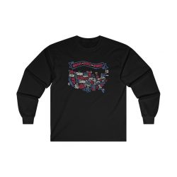 Adult Ultra Cotton Long Sleeve Tee - United States of America Text Map