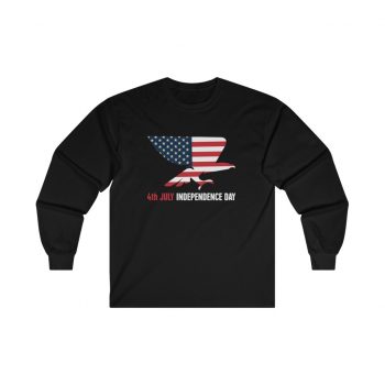 Adult Ultra Cotton Long Sleeve Tee - USA 4th July Independence Day American Eagle Flag