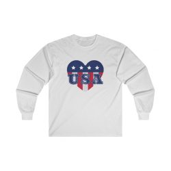 Adult Ultra Cotton Long Sleeve Tee - USA Flag Heart