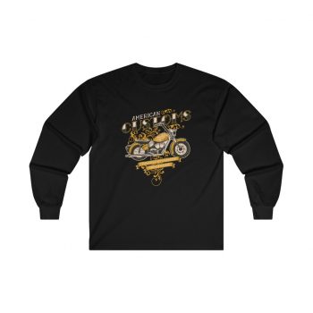 Adult Ultra Cotton Long Sleeve Tee - Vintage Motorcycle American Customs Powered